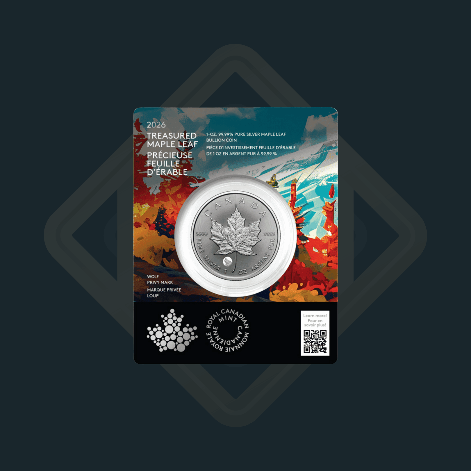 Frunza de Arțar cu Lup de Argint 2026 1oz | Canada - imagine 3