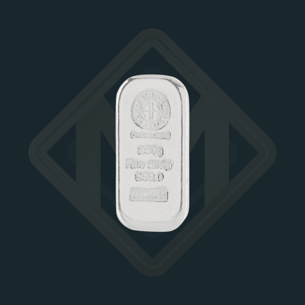 250 g Argor-Heraeus lingou argint
