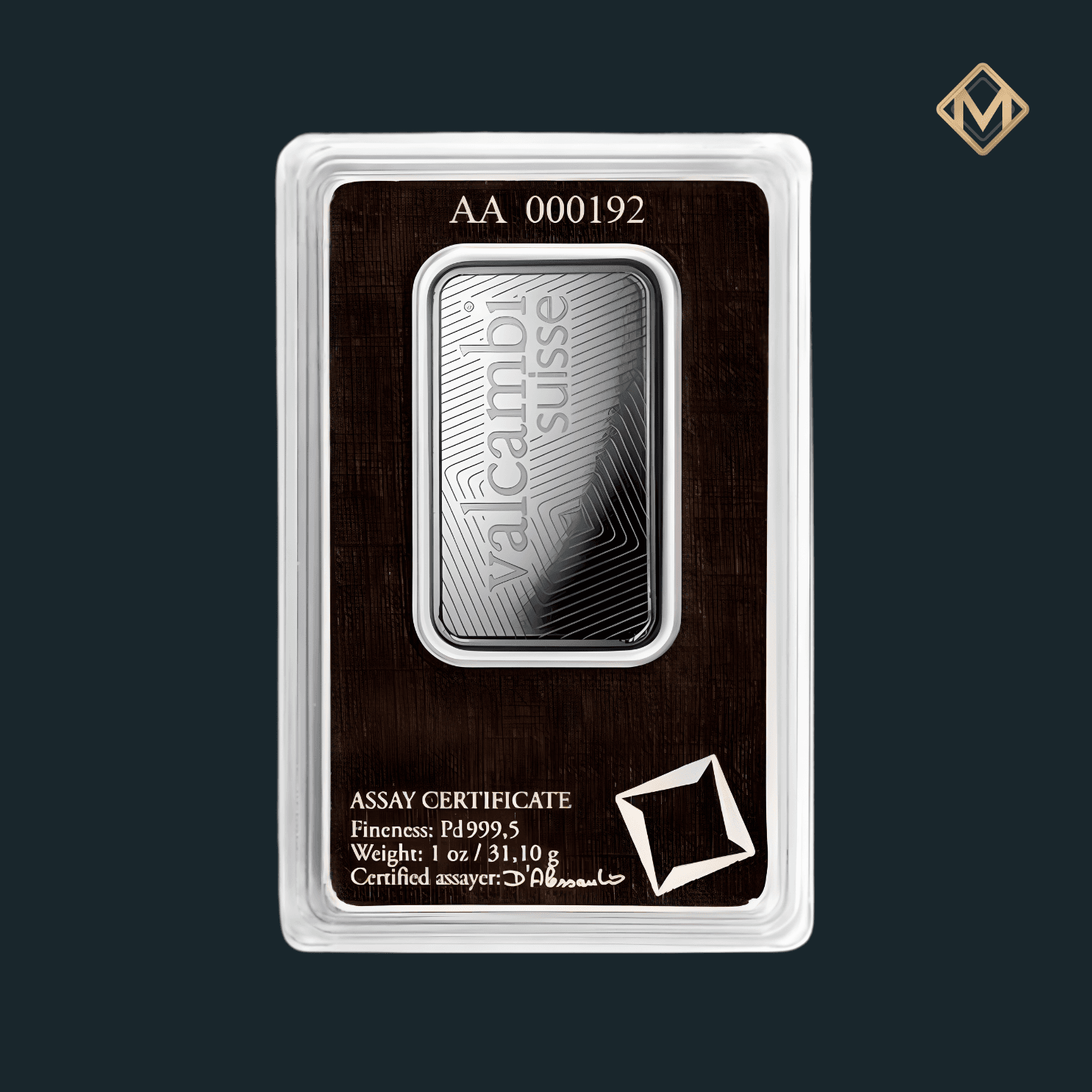 Lingou de Paladiu 1 oz - Valcambi